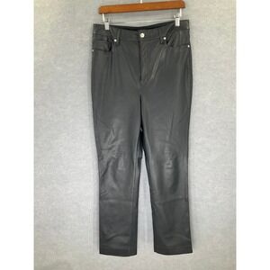 Express‎ 90s Slim Super High Rise Faux Leather Pants Womens Size 12R Black